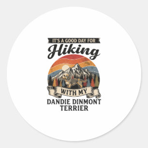Hiking Dandie Dinmont Terrier Dog Mountain Retro S Classic Round Sticker