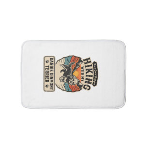 Hiking Dandie Dinmont Terrier Dog Mountain Sunset Bath Mat