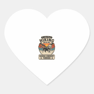 Hiking Dandie Dinmont Terrier Dog Mountain Sunset Heart Sticker
