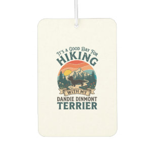 Hiking Dandie Dinmont Terrier Dog Mountains Sunset Car Air Freshener