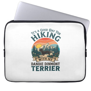 Hiking Dandie Dinmont Terrier Dog Mountains Sunset Laptop Sleeve
