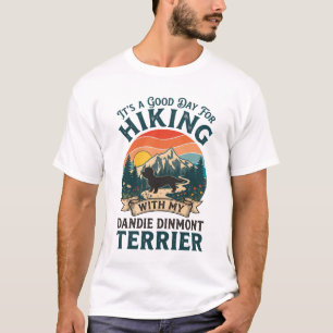 Hiking Dandie Dinmont Terrier Dog Mountains Sunset T-Shirt