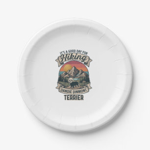 Hiking Dandie Dinmont Terrier Mountain Dog Paper Plate