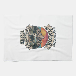 Hiking Dandie Dinmont Terrier Mountain Dog Tea Towel