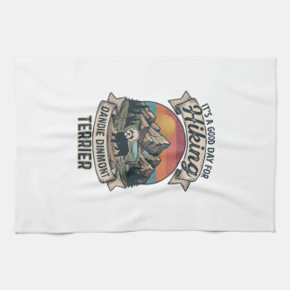 Hiking Dandie Dinmont Terrier Mountain Dog Tea Towel