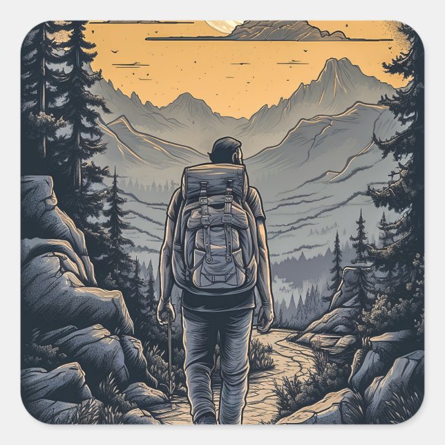 Hiking Design Square Sticker (Front)