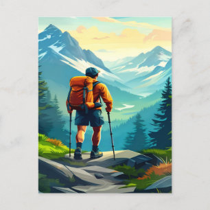 Hiking Digital Art Design Postcard