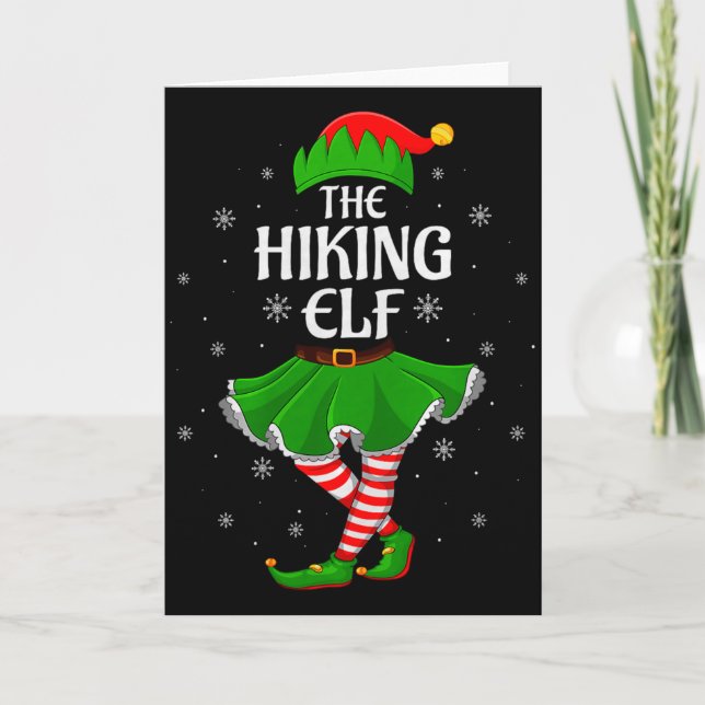 Hiking Elf Christmas Family Girls Women Elf Squad  Card (Front)