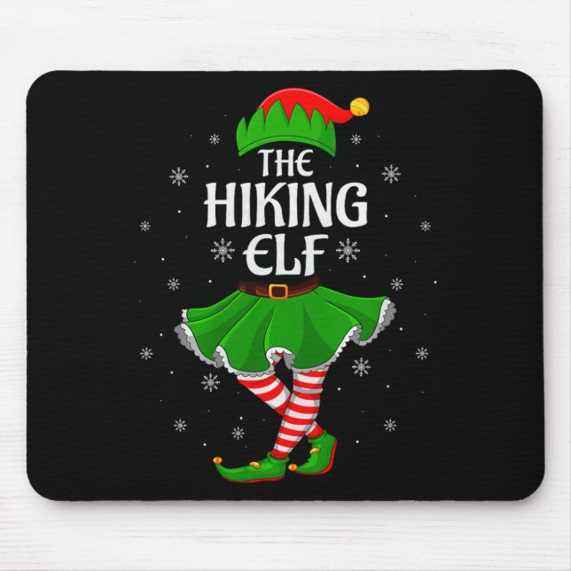 Hiking Elf Christmas Family Girls Women Elf Squad  Mouse Mat (Front)