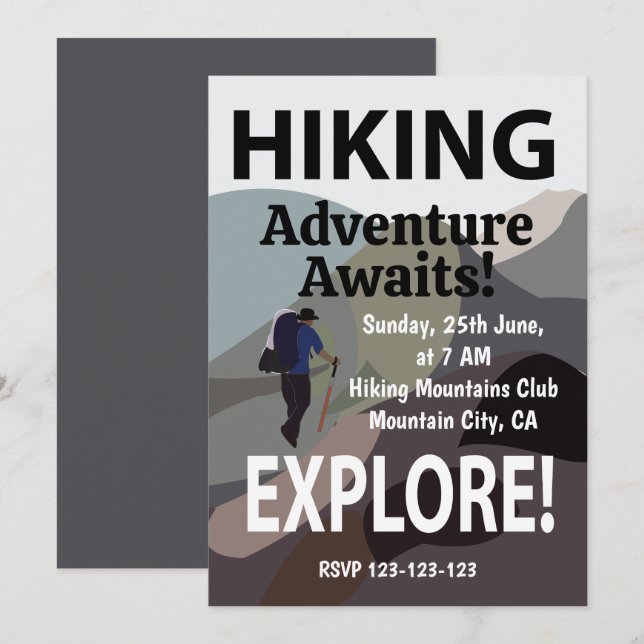 Hiking Explore Mountains Adventure Hiking Lovers  Invitation (Front/Back)