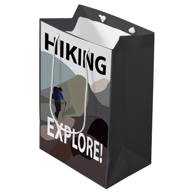Hiking Explore Mountains Adventure Hiking  Medium Gift Bag (Front Angled)