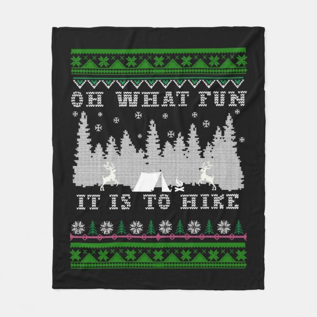 hiking fun Ugly Christmas Fleece Blanket (Front)