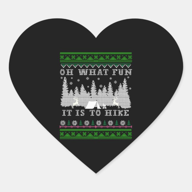 hiking fun Ugly Christmas Heart Sticker (Front)