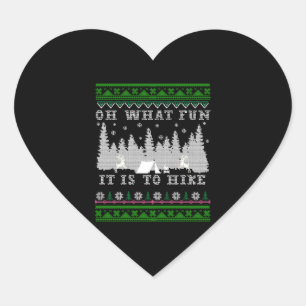 hiking fun Ugly Christmas Heart Sticker