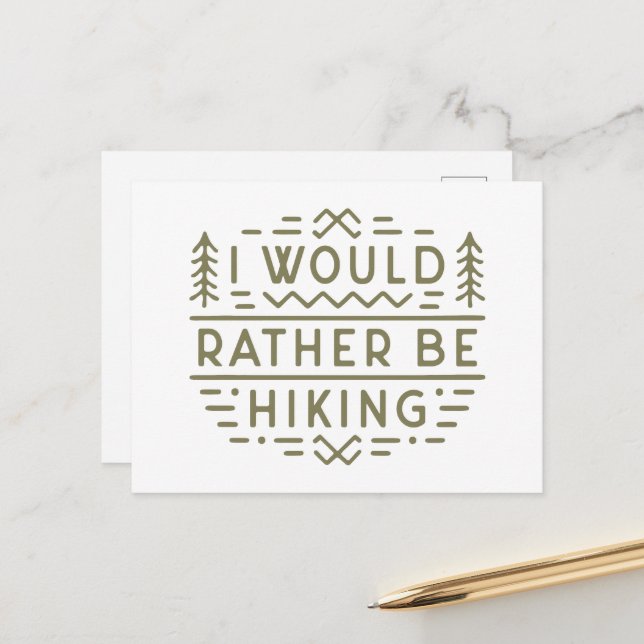 Hiking funny quotes outdoorsy vintage aesthetic postcard (Front/Back In Situ)