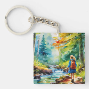 Hiking Girl Key Ring