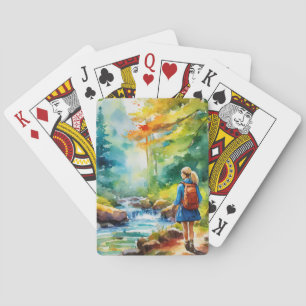 Hiking Girl Playing Cards