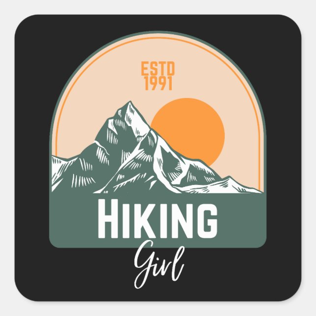 Hiking Girl Square Sticker (Front)