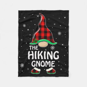 Hiking Gnome Buffalo Plaid Matching Family Christm Fleece Blanket
