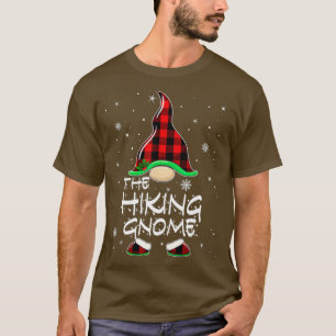 Hiking Gnome Buffalo Plaid Matching Family Christm T-Shirt