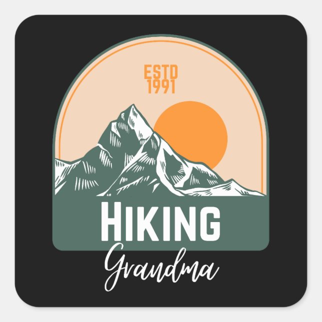 Hiking Grandma Square Sticker (Front)