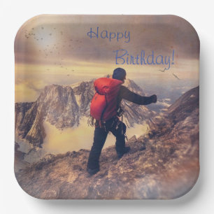 Hiking Happy Birthday Paper Plate