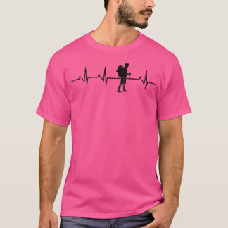 Hiking Heartbeat Ecg Alps Mountains Bouldering Cli T-Shirt