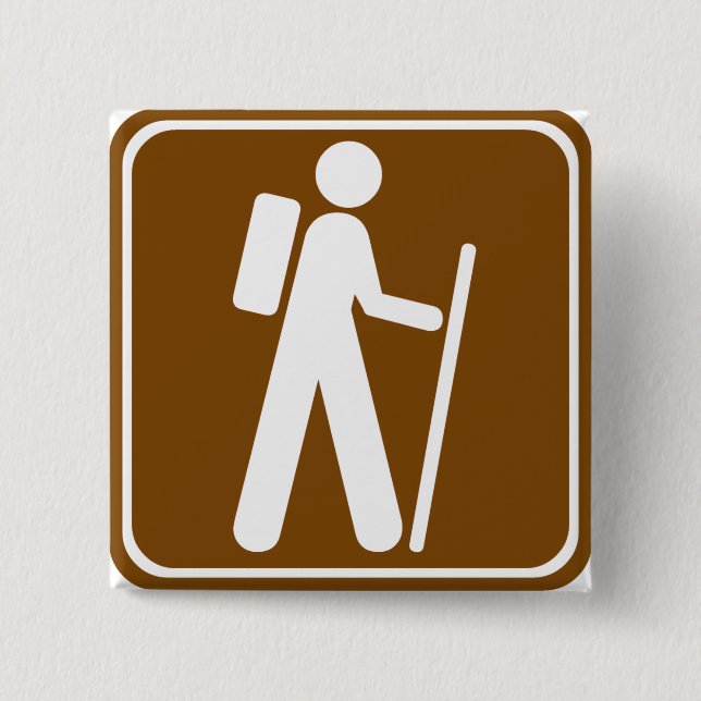 Hiking Highway Sign 15 Cm Square Badge (Front)
