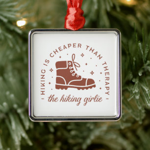 Hiking hiker boots girly retro brown aesthetic metal tree decoration