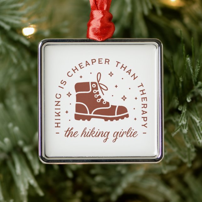 Hiking hiker boots girly retro brown aesthetic metal tree decoration (Tree)