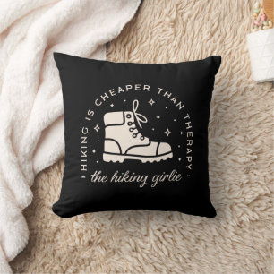 Hiking hiker girl funny quotes witchy black cushion