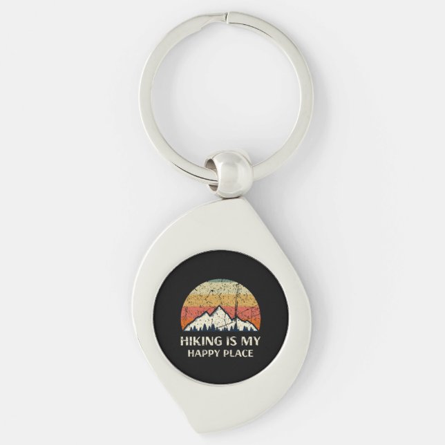 Hiking - Hiking Is My Happy Place Key Ring (Front)