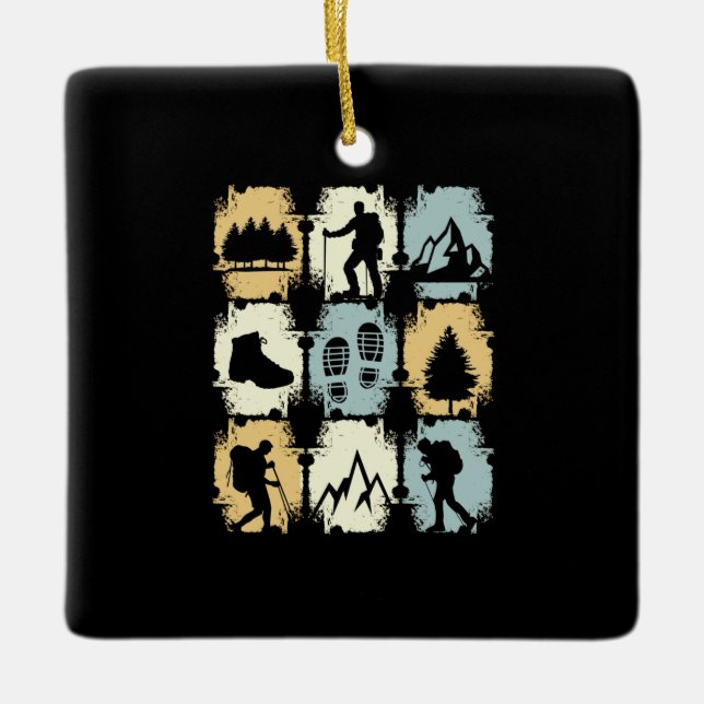 Hiking - Hiking Stuff Retro Ceramic Ornament (Front)