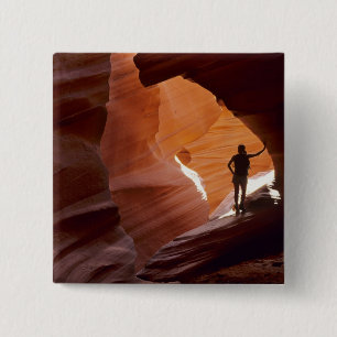 Hiking in the Corkscrew section of Antelope 15 Cm Square Badge
