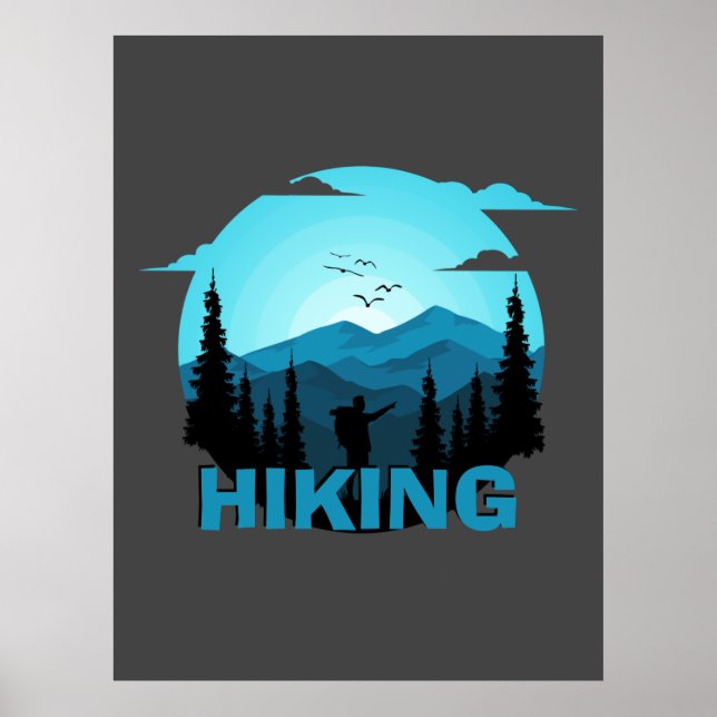 Hiking In Wilderness Custom Name Poster (Front)