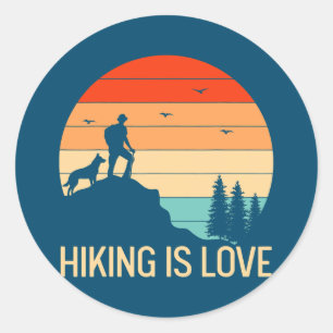 Hiking Is Love Dog Owner Dog Hiking  Classic Round Sticker