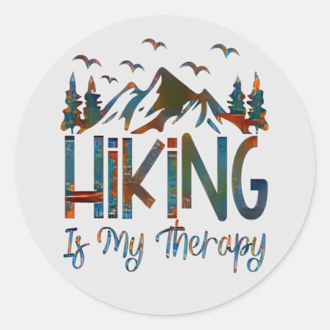 Hiking Is My Therapy, Funny Hiking Classic Round S Classic Round Sticker (Front)