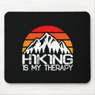 Hiking is therapy funny hiking camping retro mouse mat
