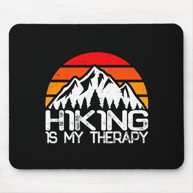 Hiking is therapy funny hiking camping retro mouse mat (Front)
