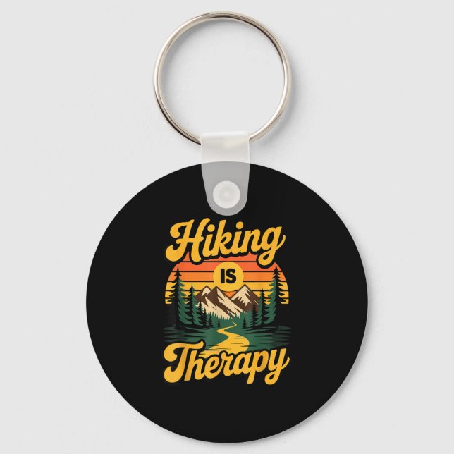 Hiking is therapy  key ring (Front)
