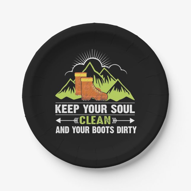 Hiking Keep Your Soul Clean Paper Plate (Front)