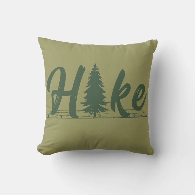 Hiking logo hike hikers with pine tree cushion (Front)