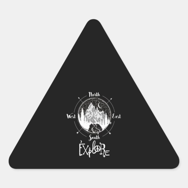 Hiking Lover | Hiking Compass Exploring Triangle Sticker (Front)