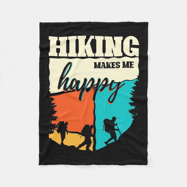 Hiking Makes Me Happy Fleece Blanket (Front)