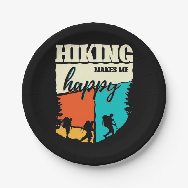 Hiking Makes Me Happy Paper Plate (Front)
