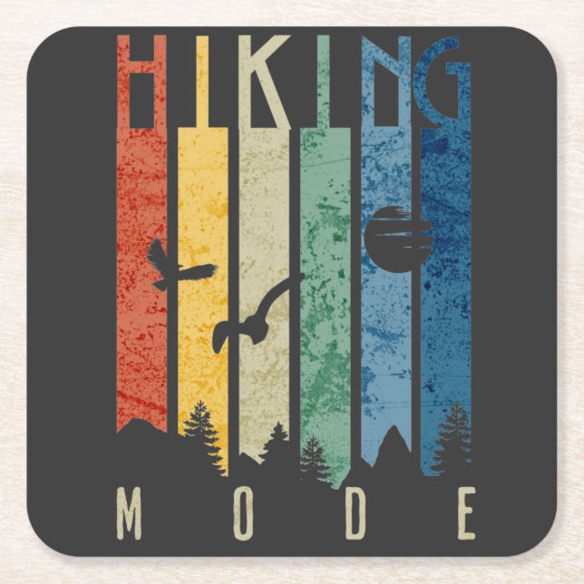 Hiking Mode Nature Outdoors Mountain Camping Funny Square Paper Coaster (Front)