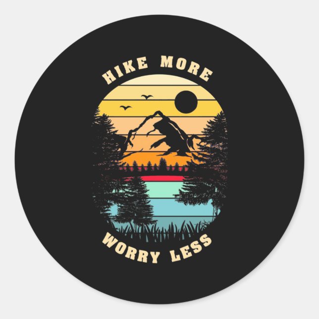 Hiking More Worry Less Classic Round Sticker (Front)