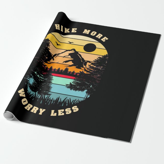 Hiking More Worry Less Wrapping Paper (Unrolled)