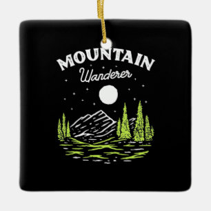Hiking Mountain Wanderer Ceramic Ornament