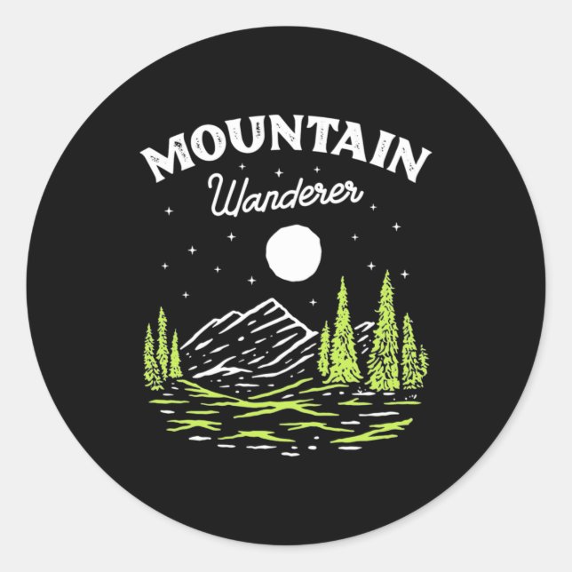 Hiking Mountain Wanderer Classic Round Sticker (Front)